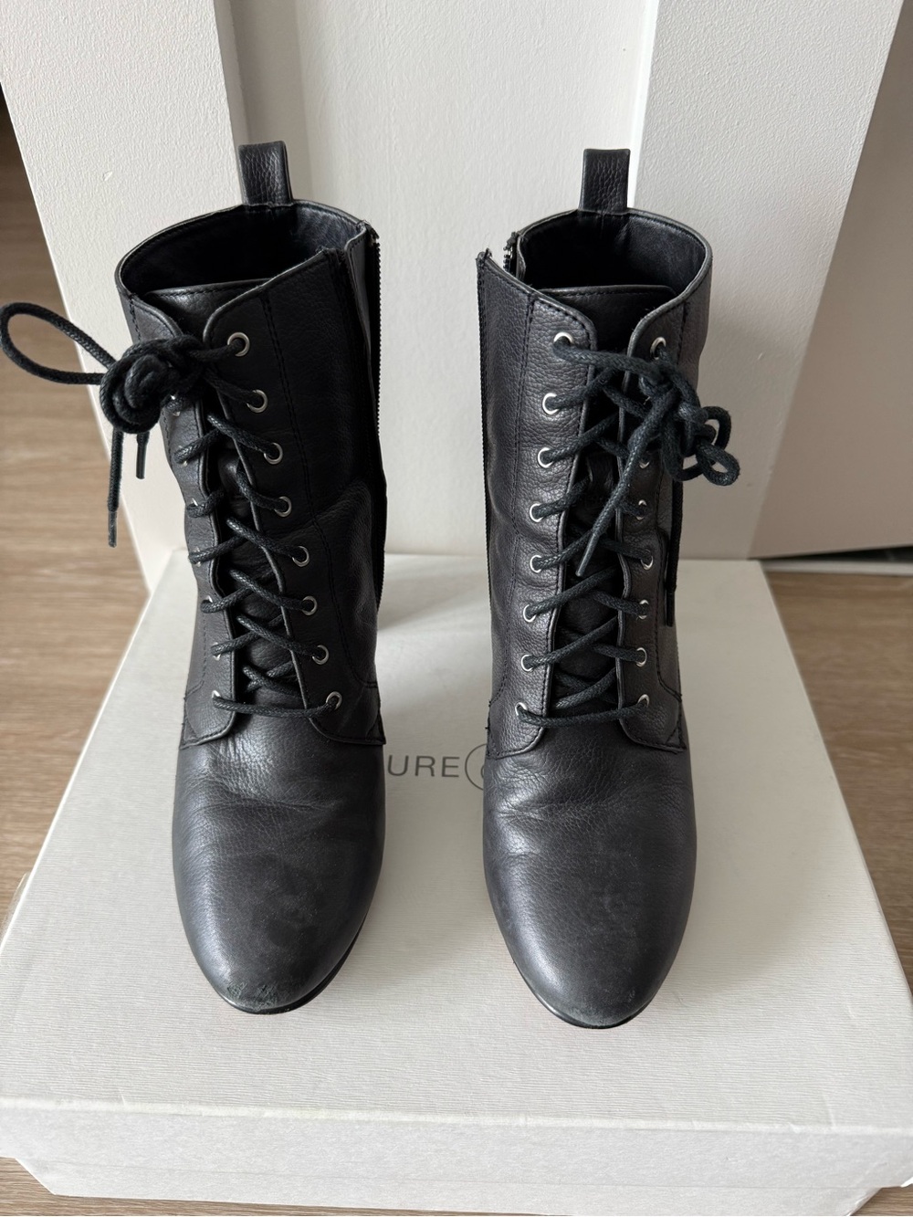 Treasure & Bond Black Lace-Up Ankle Boots